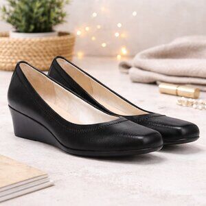 Life Stride Groovy Wedge Pumps Black Comfort Slip On Womens 8.5M NWT NIB